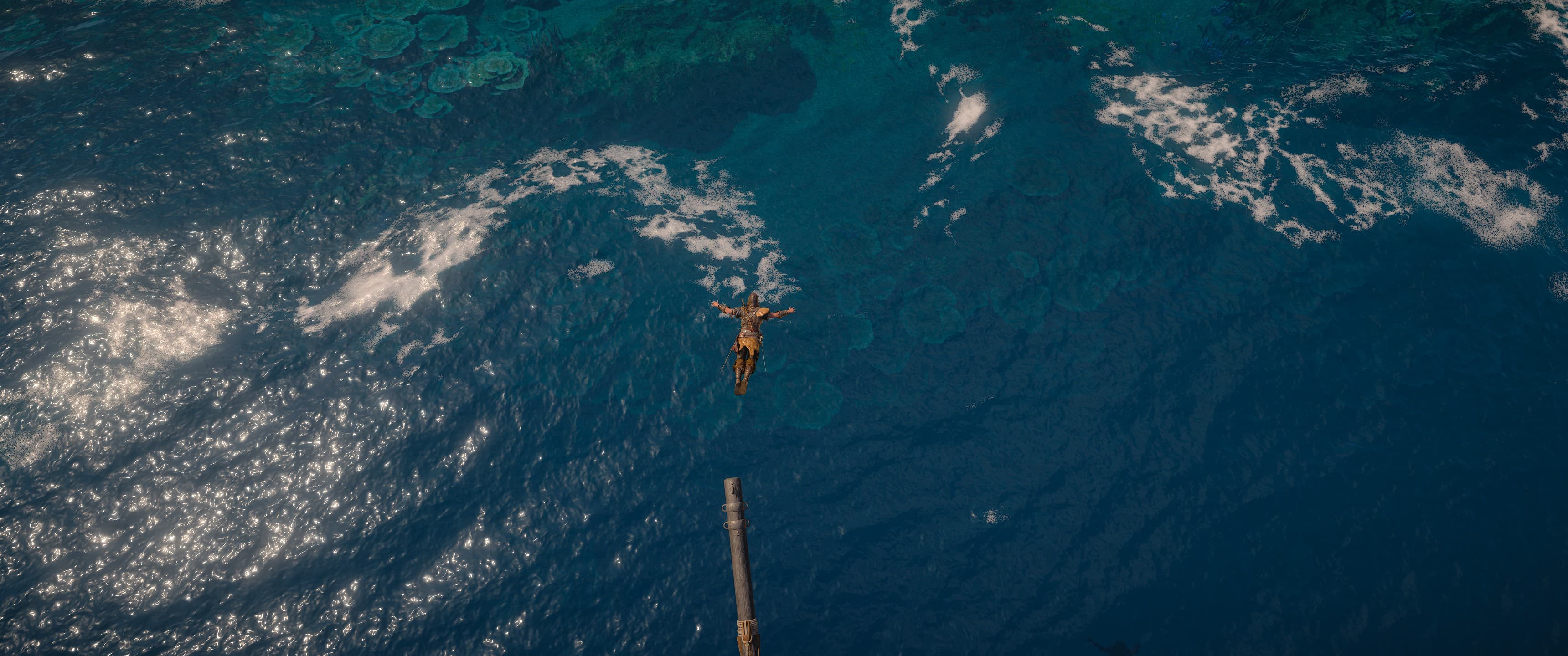 Leap of Faith into clear Caribbean water in Assassin's Creed Black Flag Resynced